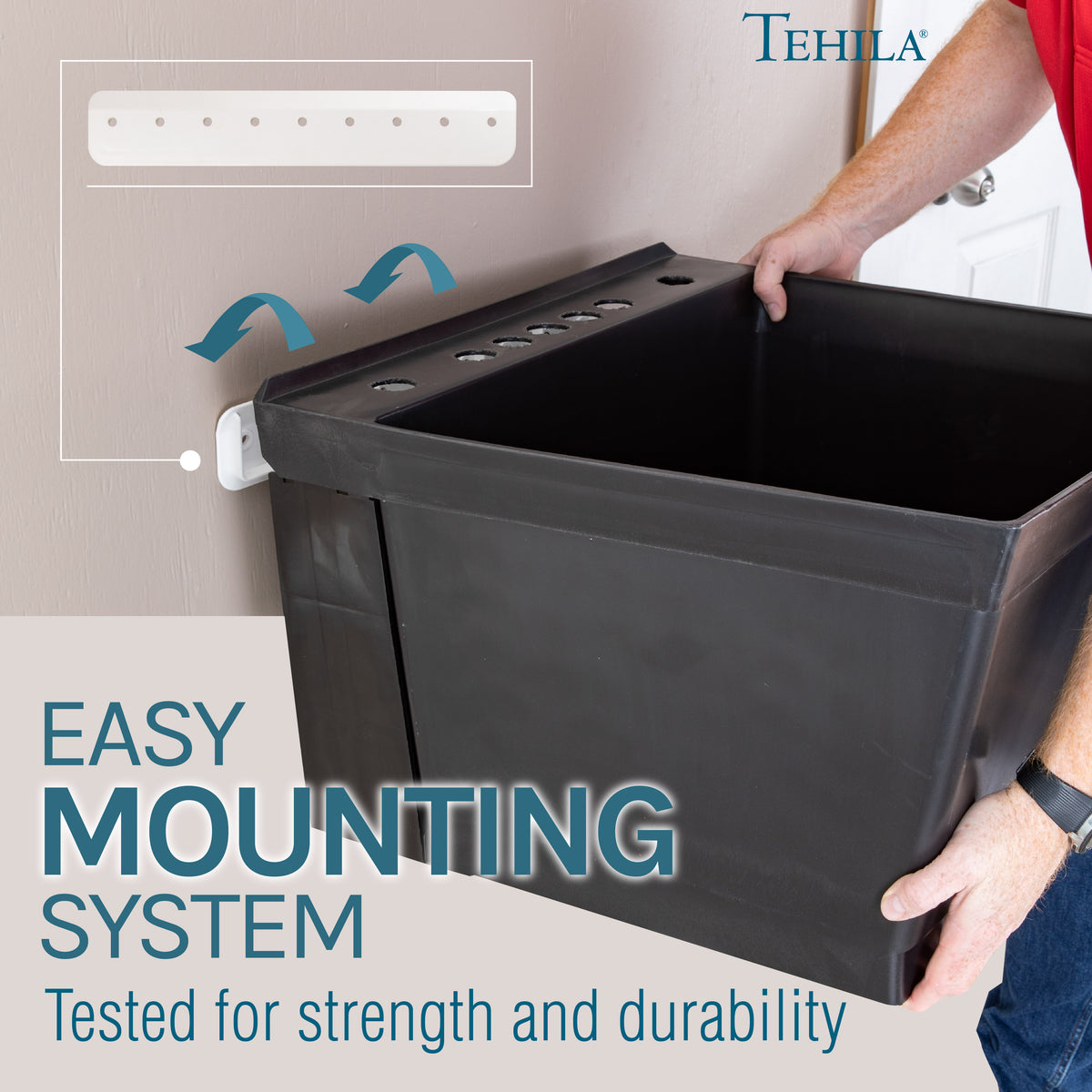 Tehila Standard Wall-Mounted Black Utility Sink, No Supply Lines - Utility-Sink.com