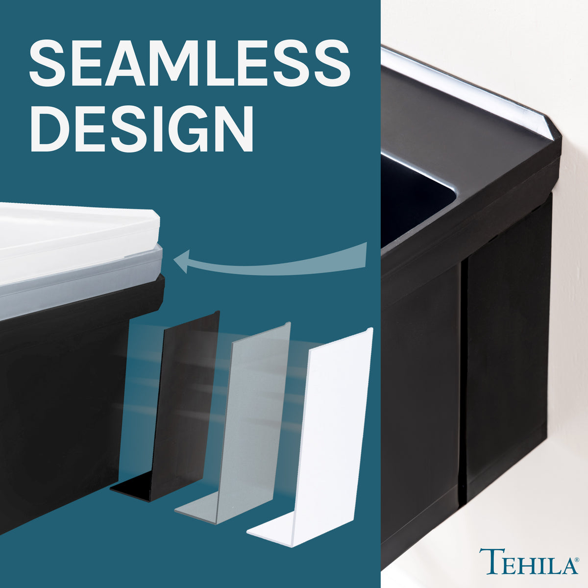 Tehila Standard Wall-Mounted Black Utility Sink, No Supply Lines - Utility-Sink.com