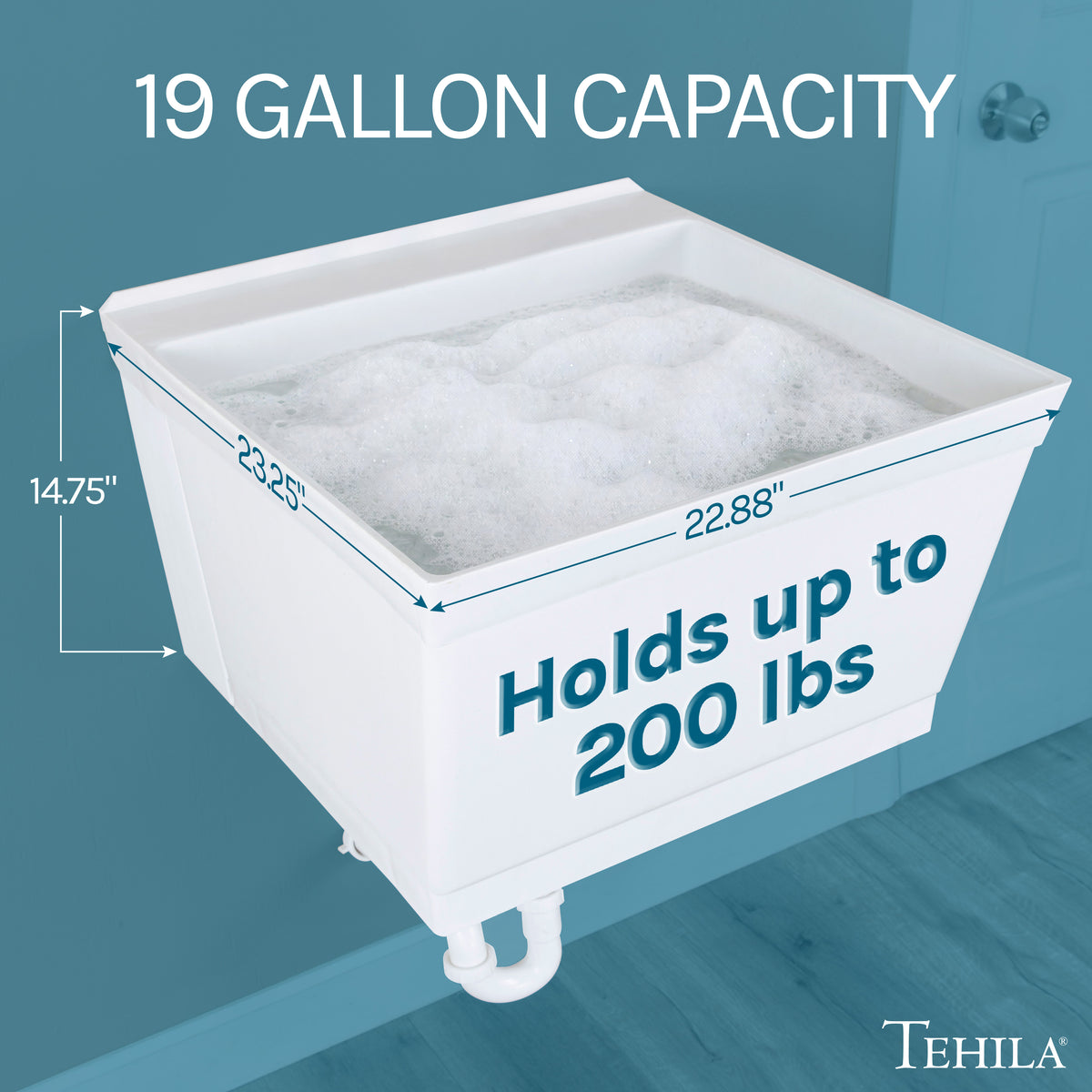 Tehila Standard Wall-Mounted White Utility Sink, No Supply Lines - Utility-Sink.com