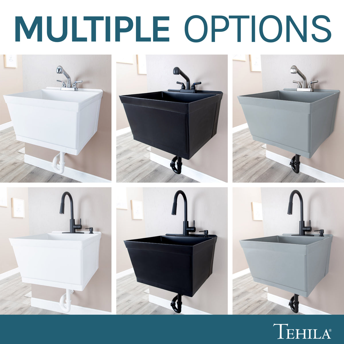 Tehila Standard Wall-Mounted White Utility Sink, No Supply Lines - Utility-Sink.com