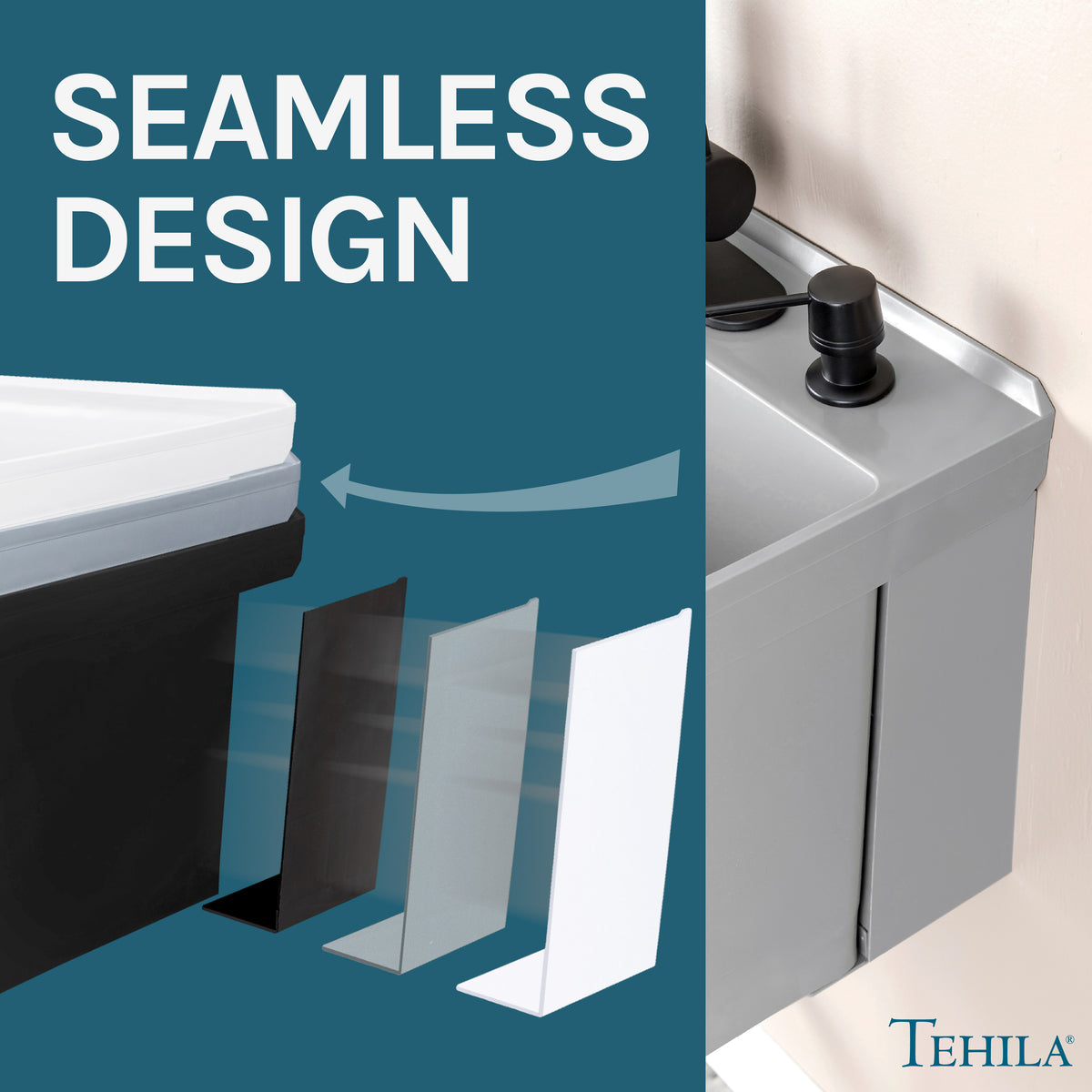 Tehila Standard Wall-Mounted Grey Utility Sink with Black Finish Pull-Down Faucet - Utility-Sink.com