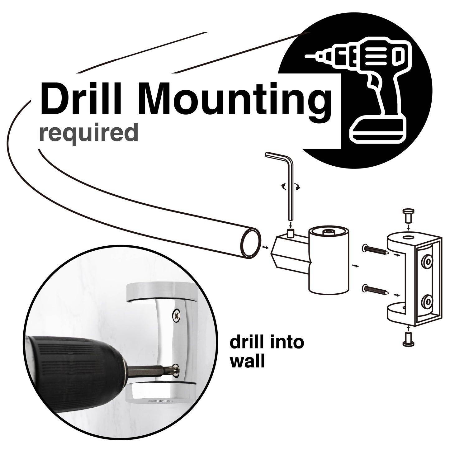 36 in. to 61 in. Curved Shower Rod (Chrome Finish) - Utility-Sink.com