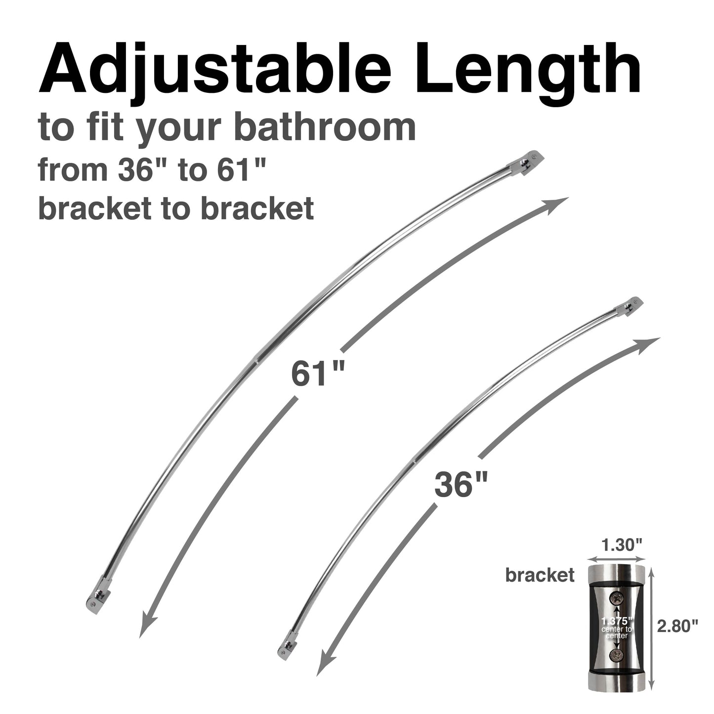 36 in. to 61 in. Curved Shower Rod (Chrome Finish) - Utility-Sink.com