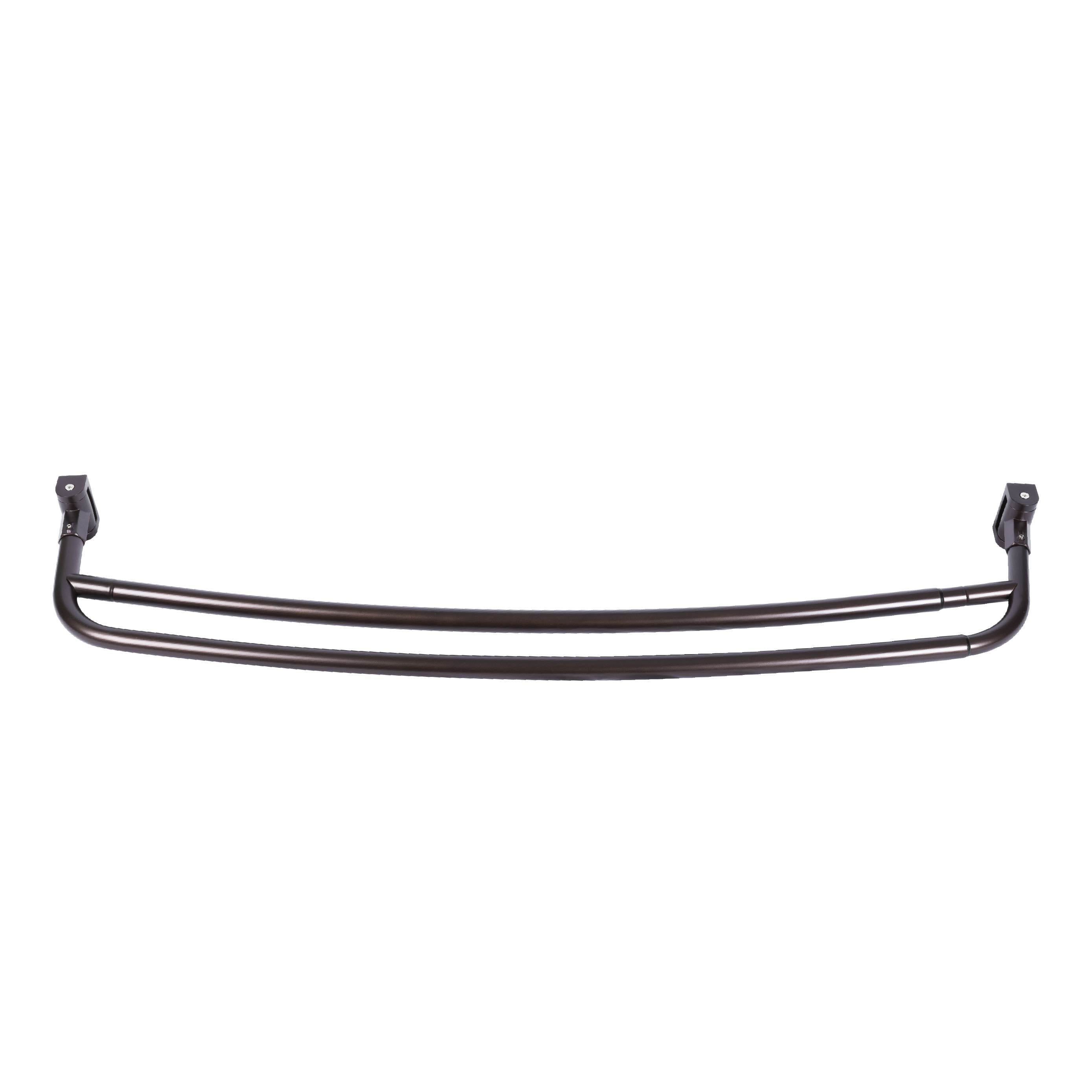 JS Jackson Supplies Double Curved Shower Rod – Adjustable 44-70 Inch, Oil Rubbed Bronze Finish