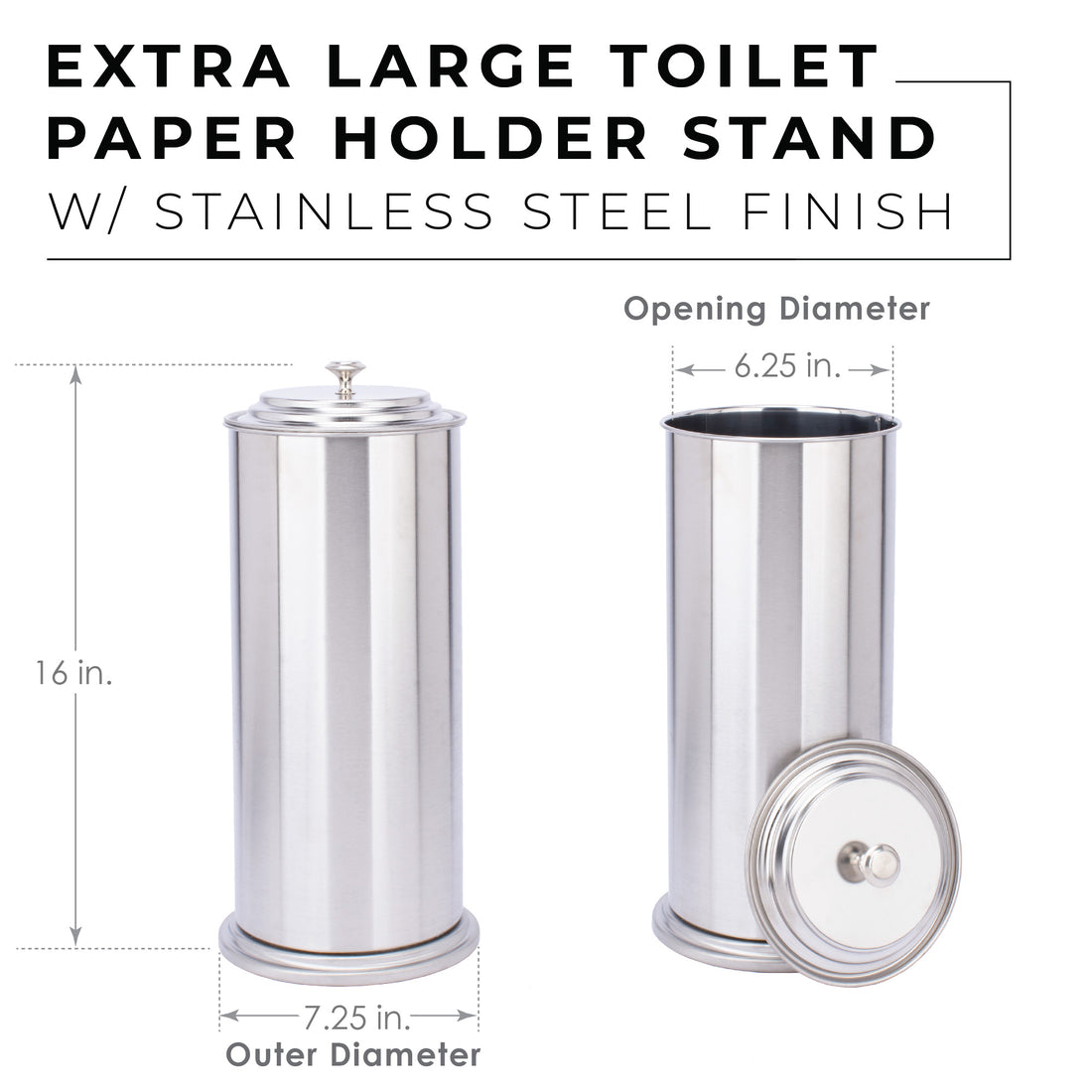 Freestanding Extra Large Toilet Paper Holder  (Stainless Steel Finish) - Utility-Sink.com