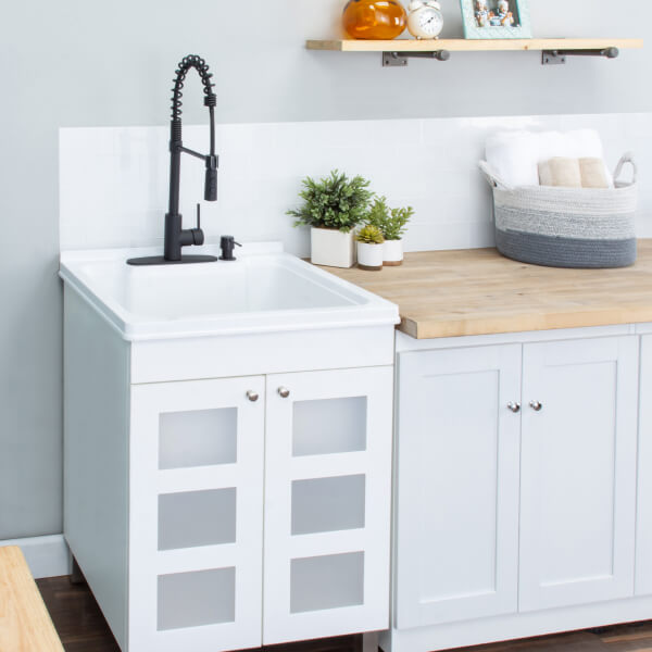 Utility Sink White Vanity Cabinet