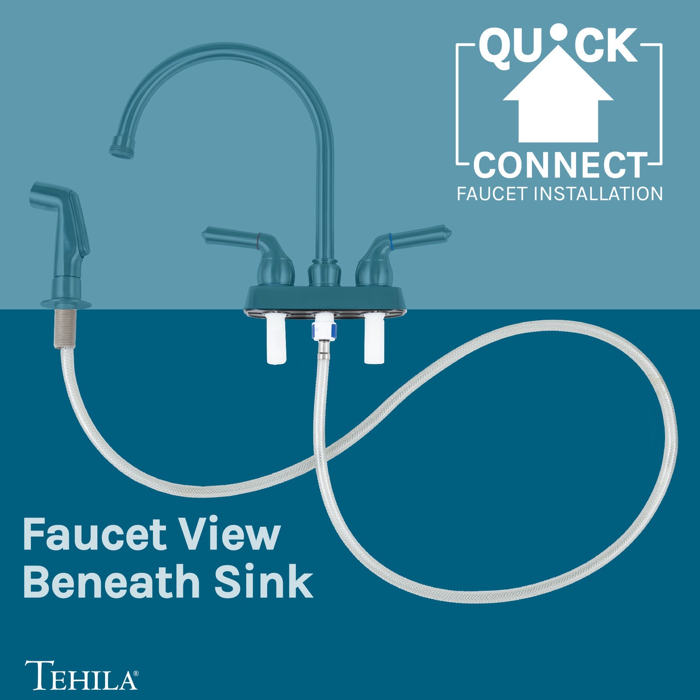 Tehila Stainless Steel Finish Gooseneck Faucet with Side Sprayer - Utility sinks vanites Tehila