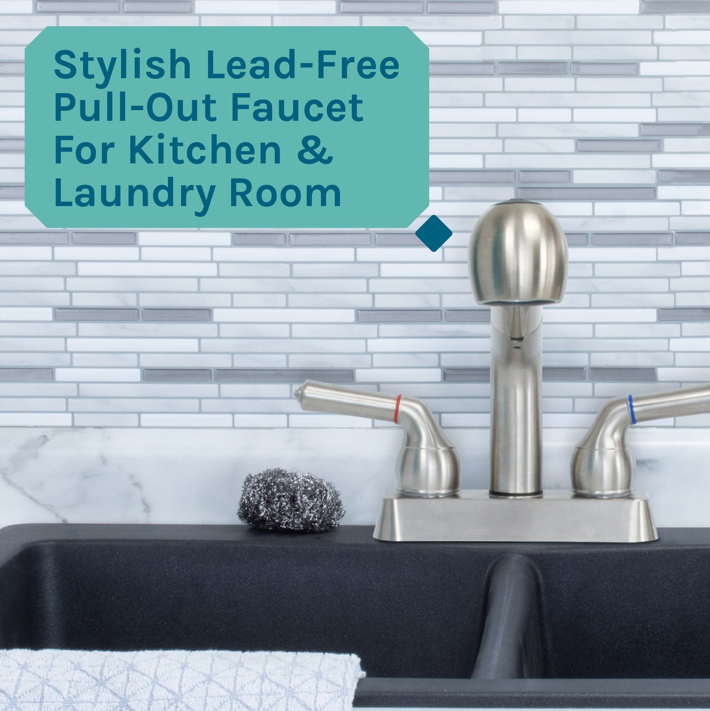 Tehila Stainless Steel Finish Pull-Out Faucet - Utility sinks vanites Tehila