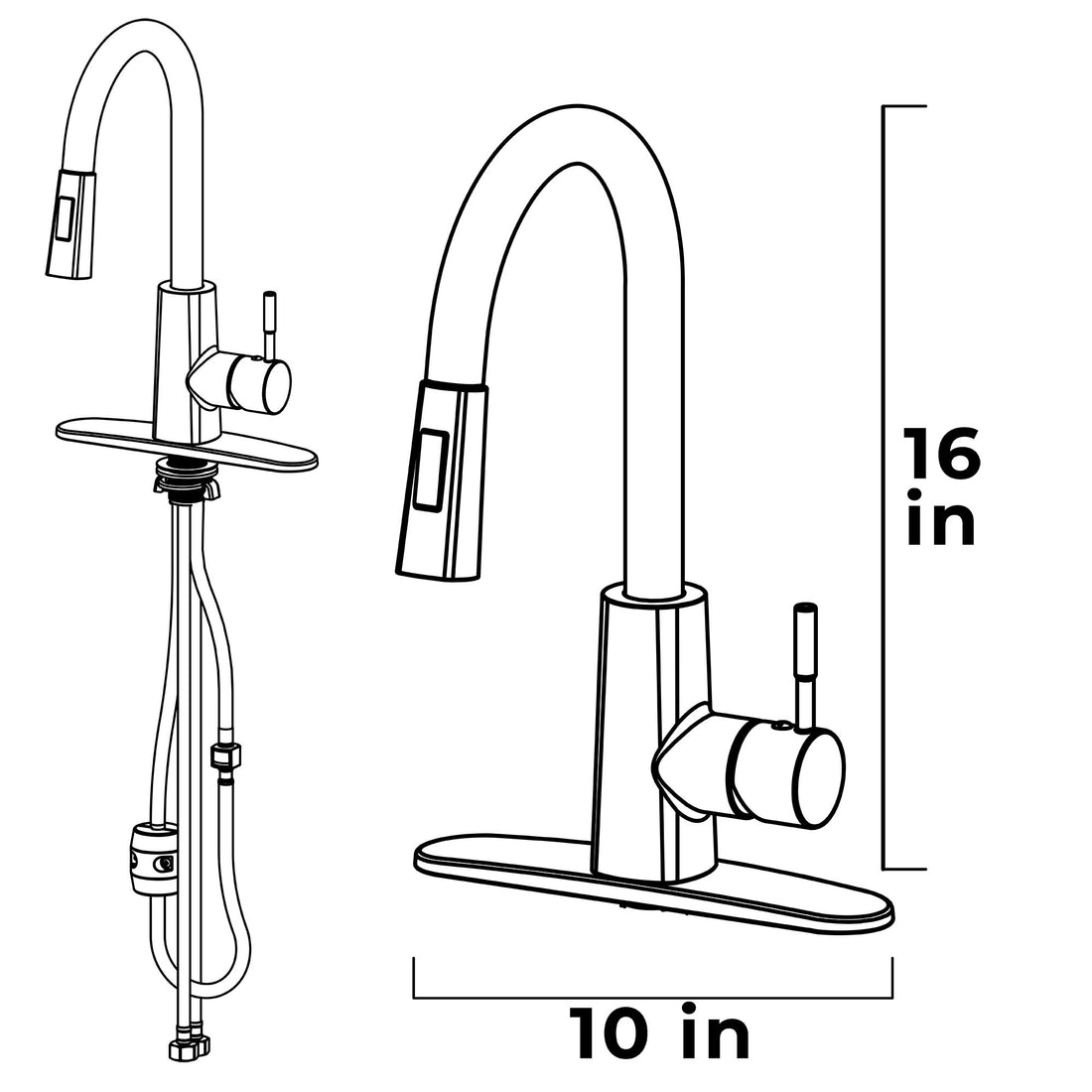 Tehila Chrome Finish High-Arc Pull-Down Faucet - Utility sinks vanites Tehila