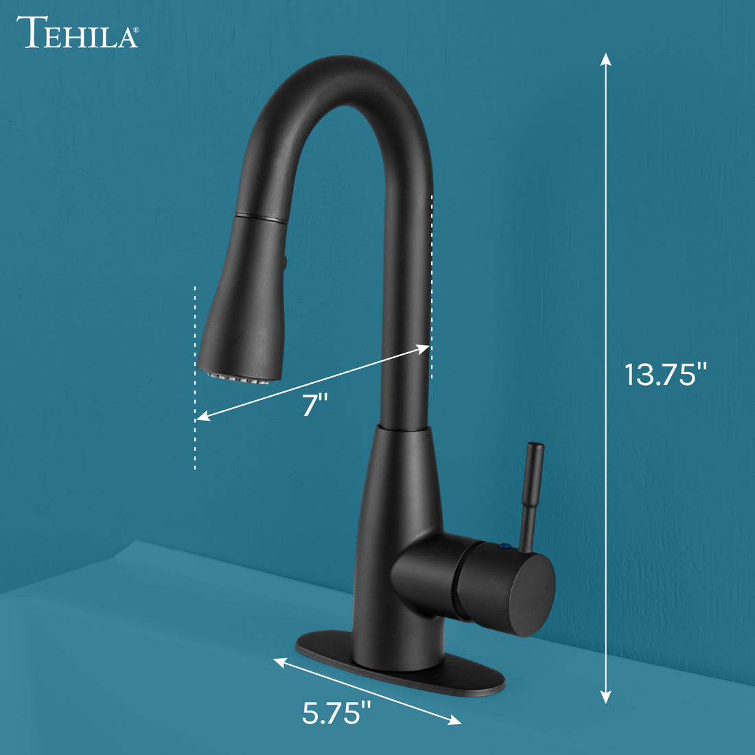 Tehila Black Finish Low Profile Pull-Down Faucet - Utility sinks vanites Tehila