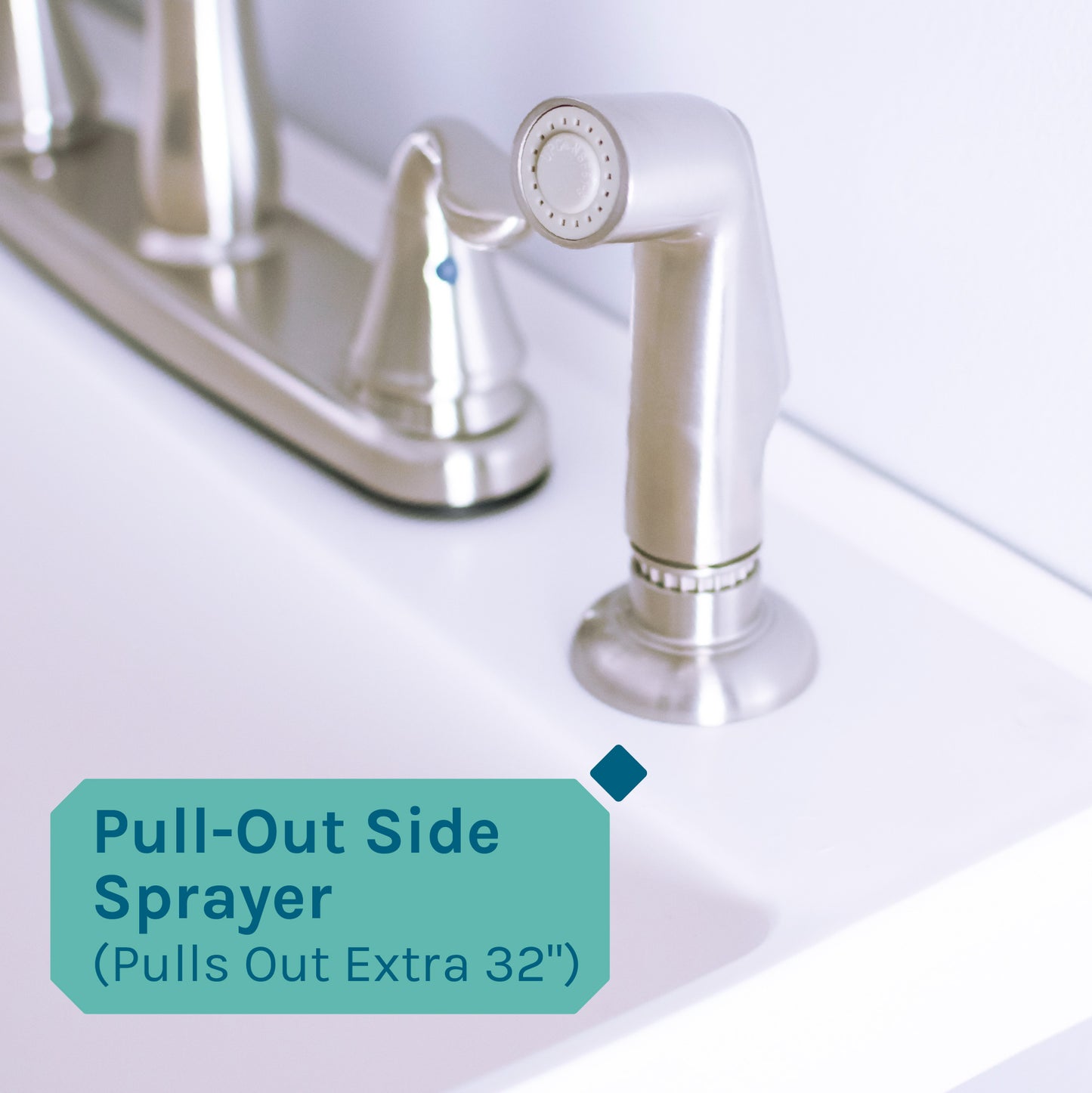 Tehila Standard Freestanding White Utility Sink with Grey Legs and Stainless Steel Finish Wide-set Gooseneck Faucet with Side Sprayer - Utility sinks vanites Tehila