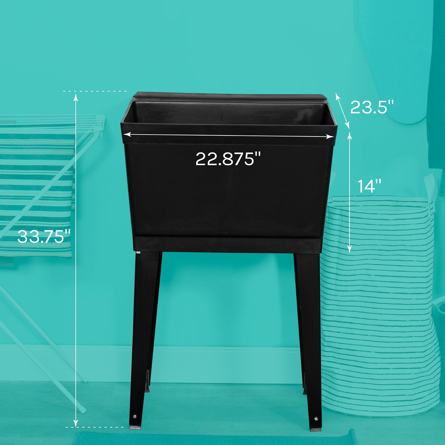 Tehila Standard Freestanding Black Utility Sink with Black Legs, Water Supply Lines Included - Utility sinks vanites Tehila