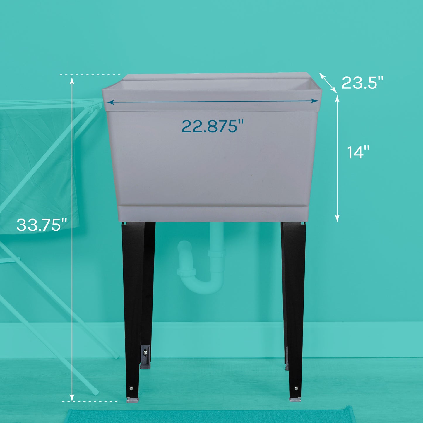 Tehila Standard Freestanding Grey Utility Sink with Black Legs, Water Supply Lines Included - Utility sinks vanites Tehila