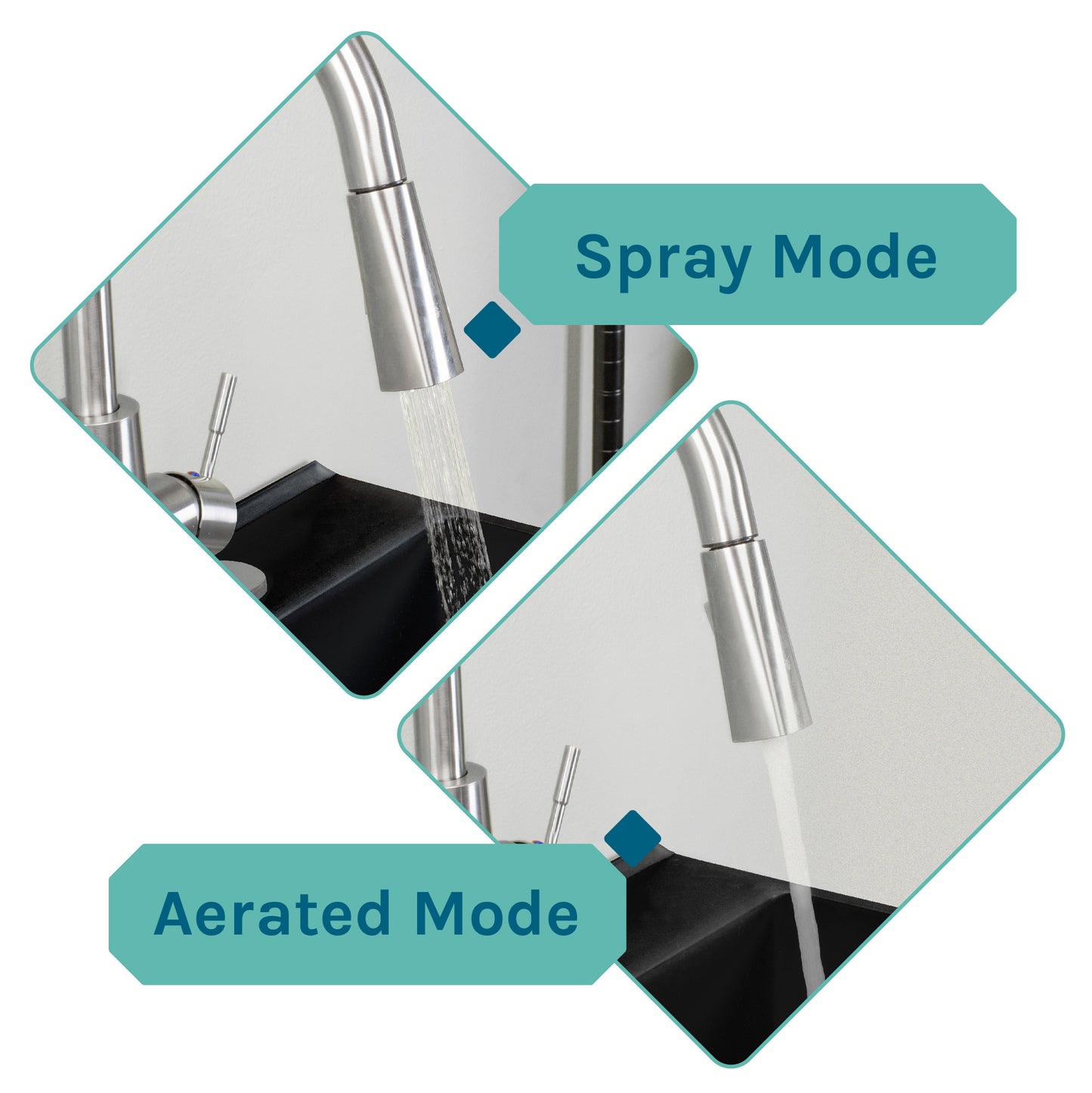 Tehila Standard Freestanding Black Utility Sink with Stainless Steel Finish High-Arc Pull-Down Faucet - Utility sinks vanites Tehila