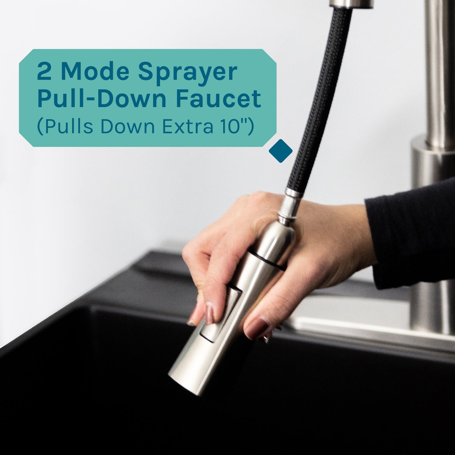 Tehila Standard Freestanding Black Utility Sink with Stainless Steel Finish High-Arc Pull-Down Faucet - Utility sinks vanites Tehila