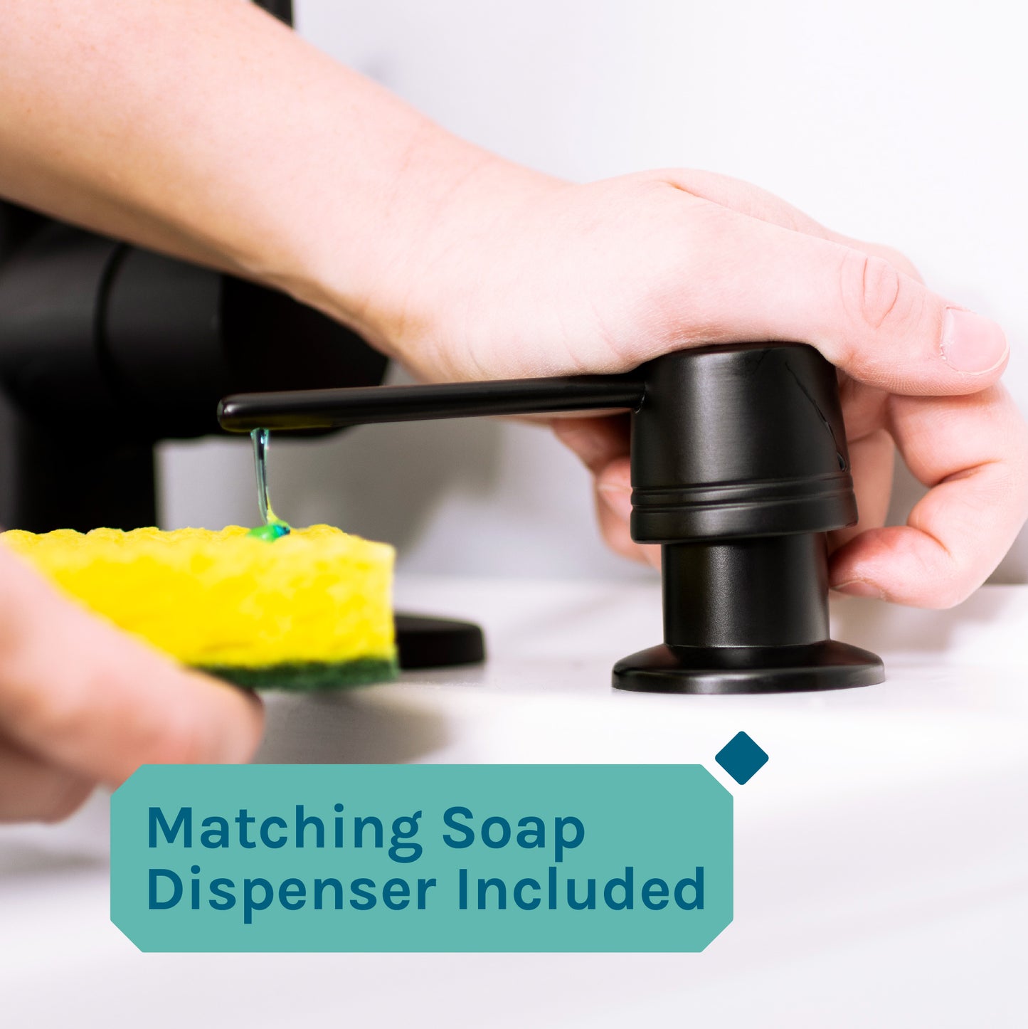 Tehila Standard Freestanding White Utility Sink with Black Finish High-Arc Pull-Down Faucet and Soap Dispenser - Utility sinks vanites Tehila