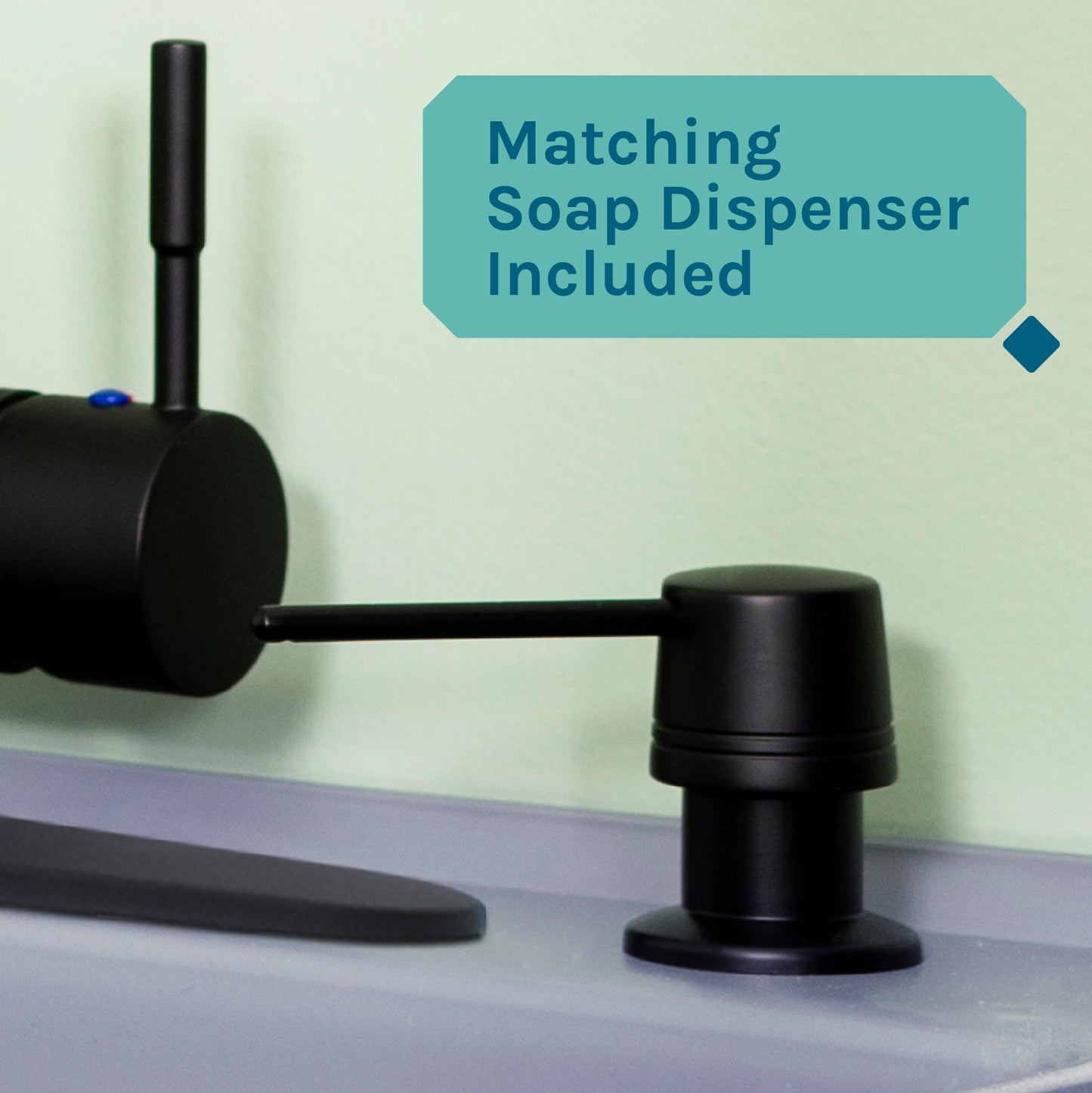 Tehila Standard Freestanding Grey Utility Sink with Black Finish High-Arc Pull-Down Faucet and Soap Dispenser - Utility sinks vanites Tehila