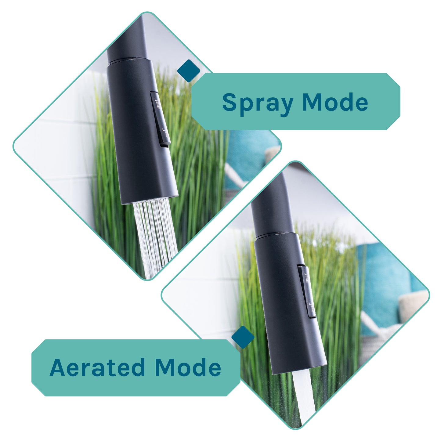 Tehila Black Vanity Cabinet and White Utility Sink with Black Finish High-Arc Pull-Down Faucet - Utility sinks vanites Tehila