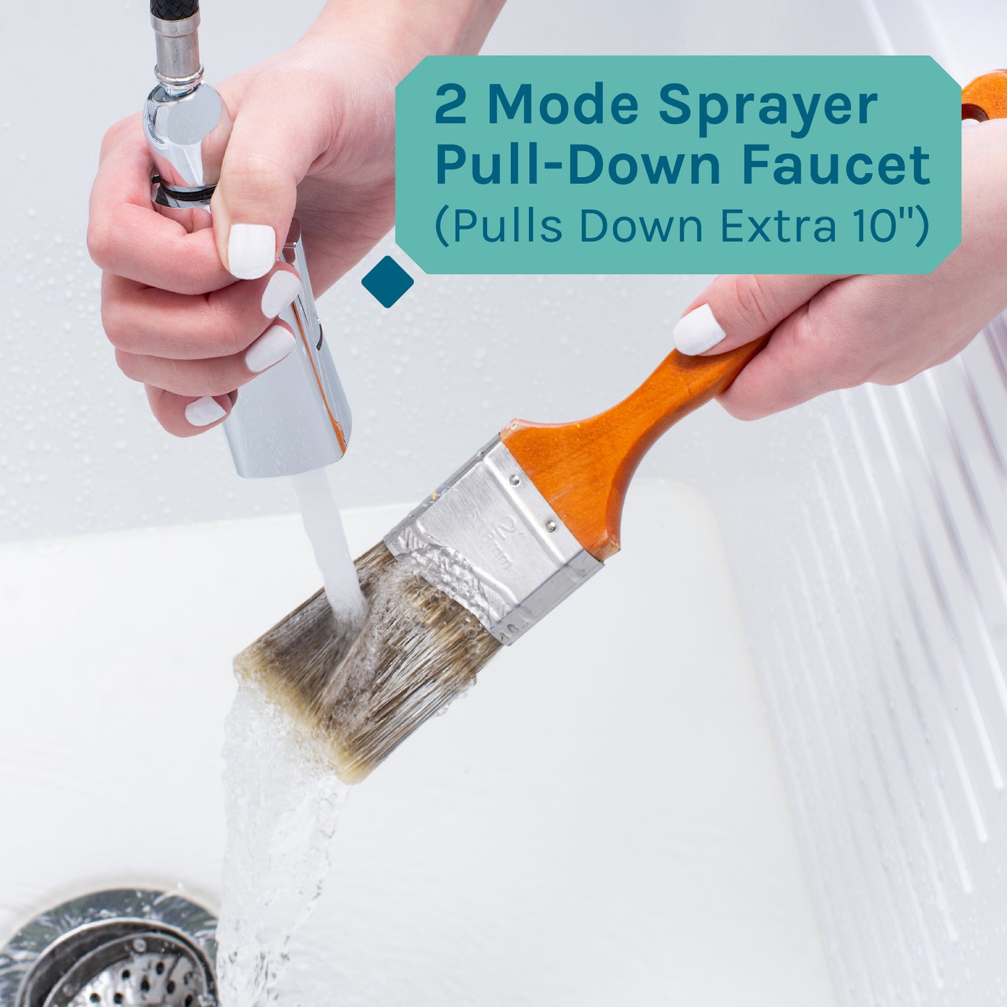 Tehila Black Vanity Cabinet and White Utility Sink with Chrome Finish High-Arc Pull-Down Faucet - Utility sinks vanites Tehila