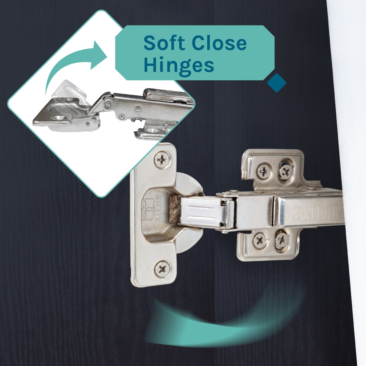 Tehila Black Vanity Cabinet and White Utility Sink with Stainless Steel Finish High-Arc Pull-Down Faucet - Utility sinks vanites Tehila