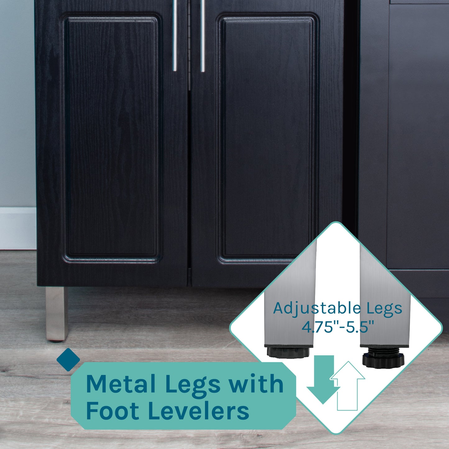 Tehila Black Vanity Cabinet and White Utility Sink with Stainless Steel Finish High-Arc Pull-Down Faucet - Utility sinks vanites Tehila