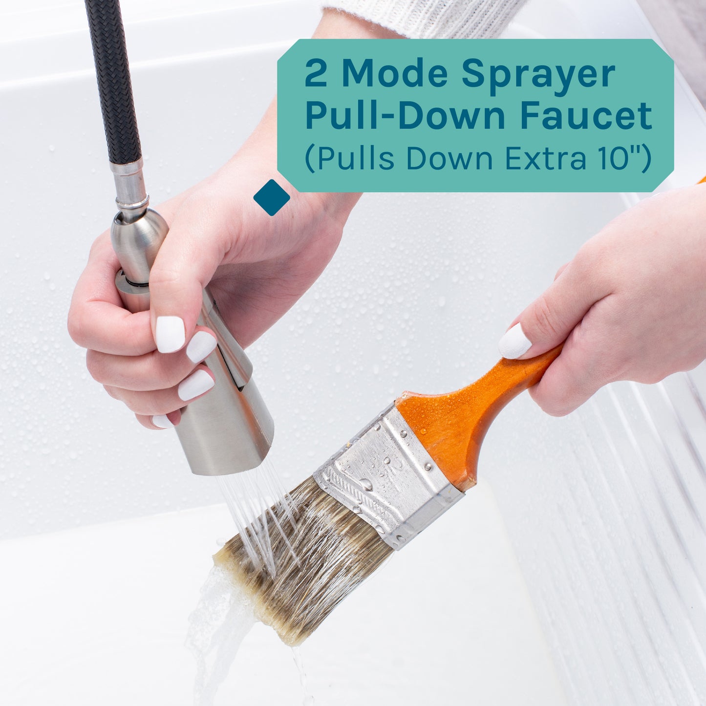 Tehila Black Vanity Cabinet and White Utility Sink with Stainless Steel Finish High-Arc Pull-Down Faucet - Utility sinks vanites Tehila