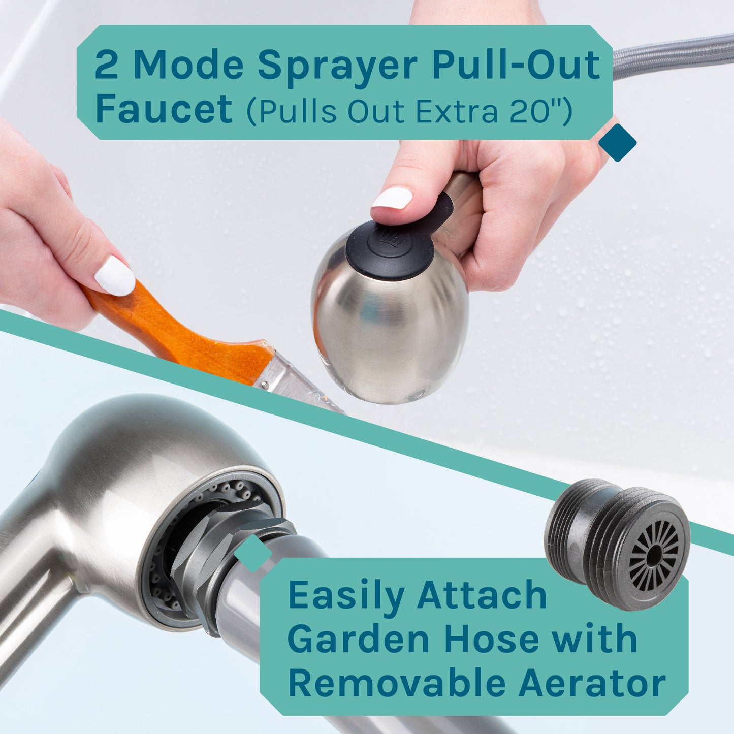 Tehila White Vanity Cabinet and White Utility Sink with Stainless Steel Finish Pull-Out Faucet - Utility sinks vanites Tehila