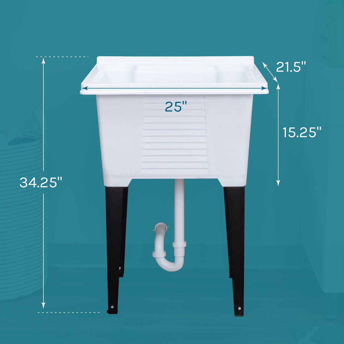Tehila Luxe Freestanding White Utility Sink with Drainage Kit - Utility sinks vanites Tehila