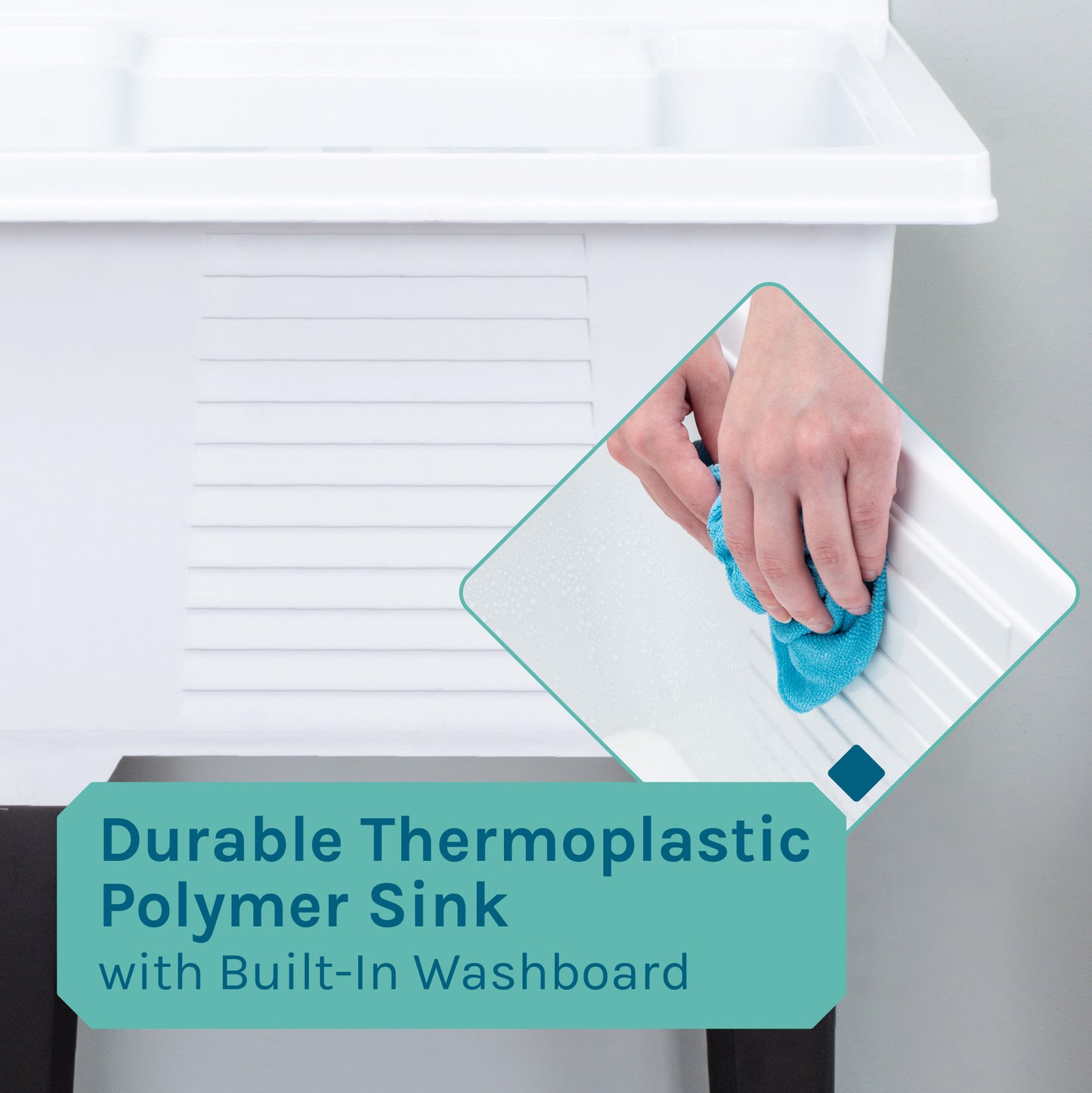 Tehila Luxe Freestanding White Utility Sink with Black Finish Low-Profile Pull-Down Faucet - Utility sinks vanites Tehila