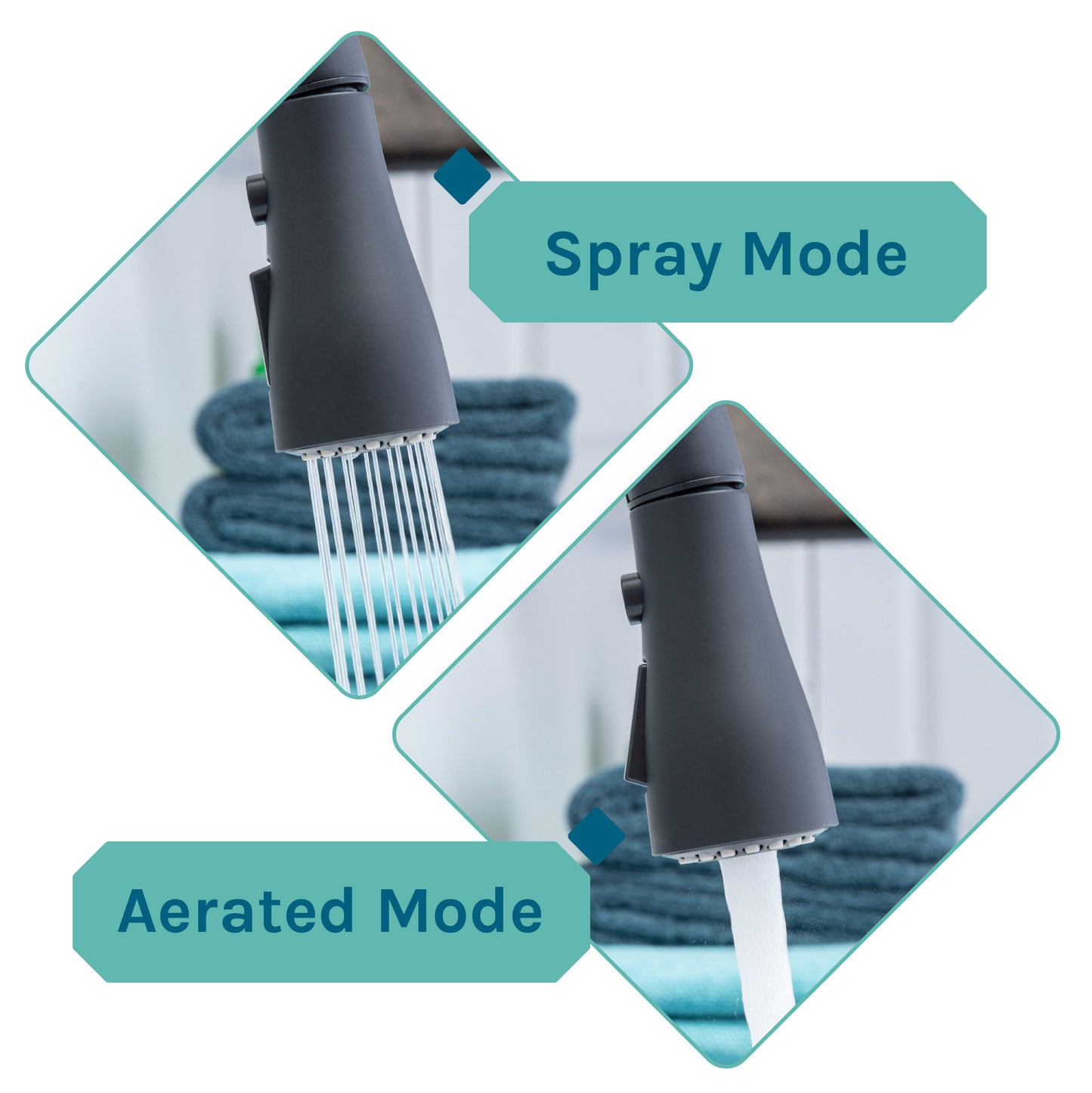 Tehila Luxe Freestanding White Utility Sink with Black Finish Low-Profile Pull-Down Faucet - Utility sinks vanites Tehila