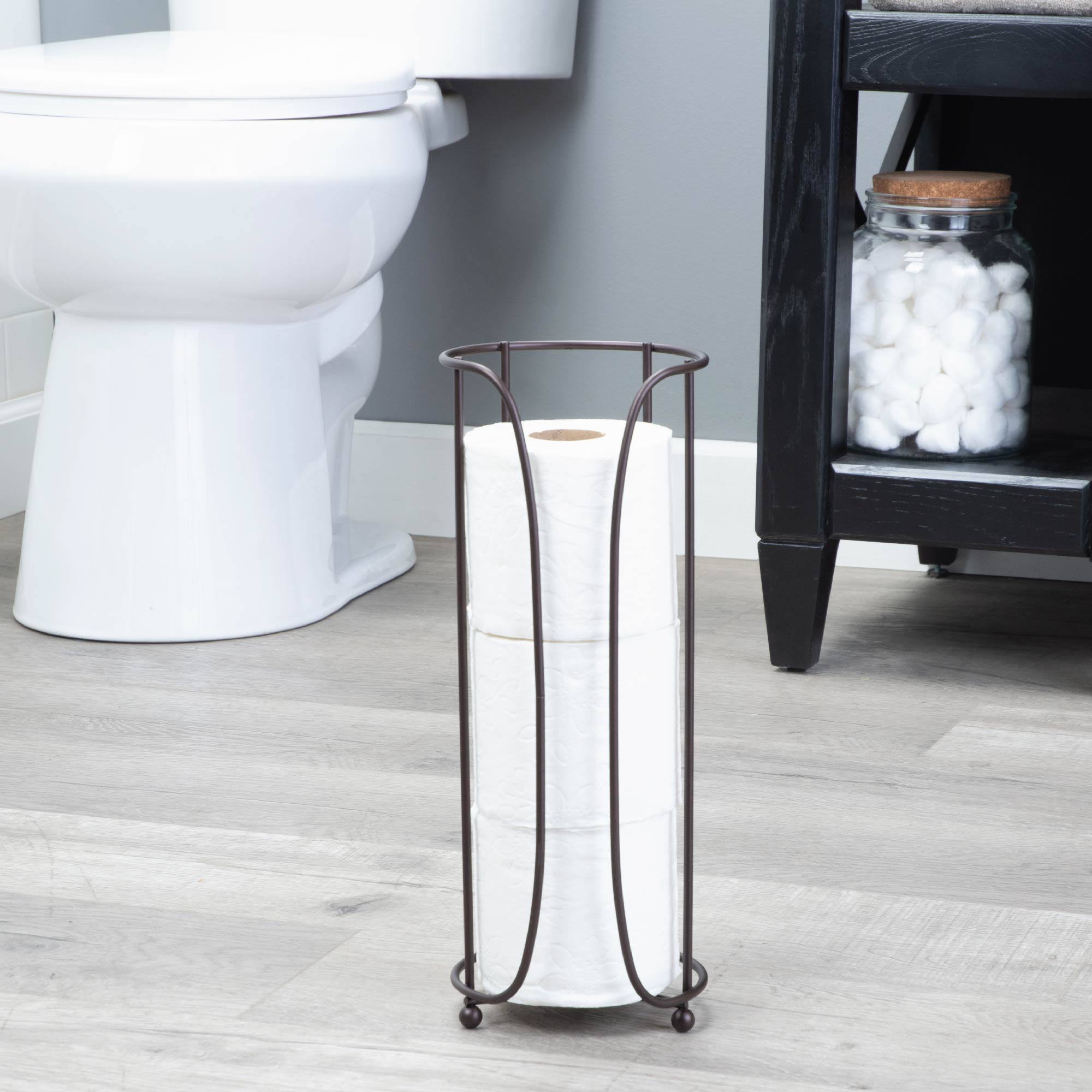 Free Standing Toilet Paper Holder Stand - Holds 5 Rolls With Oil Rubbed Bronze Finish