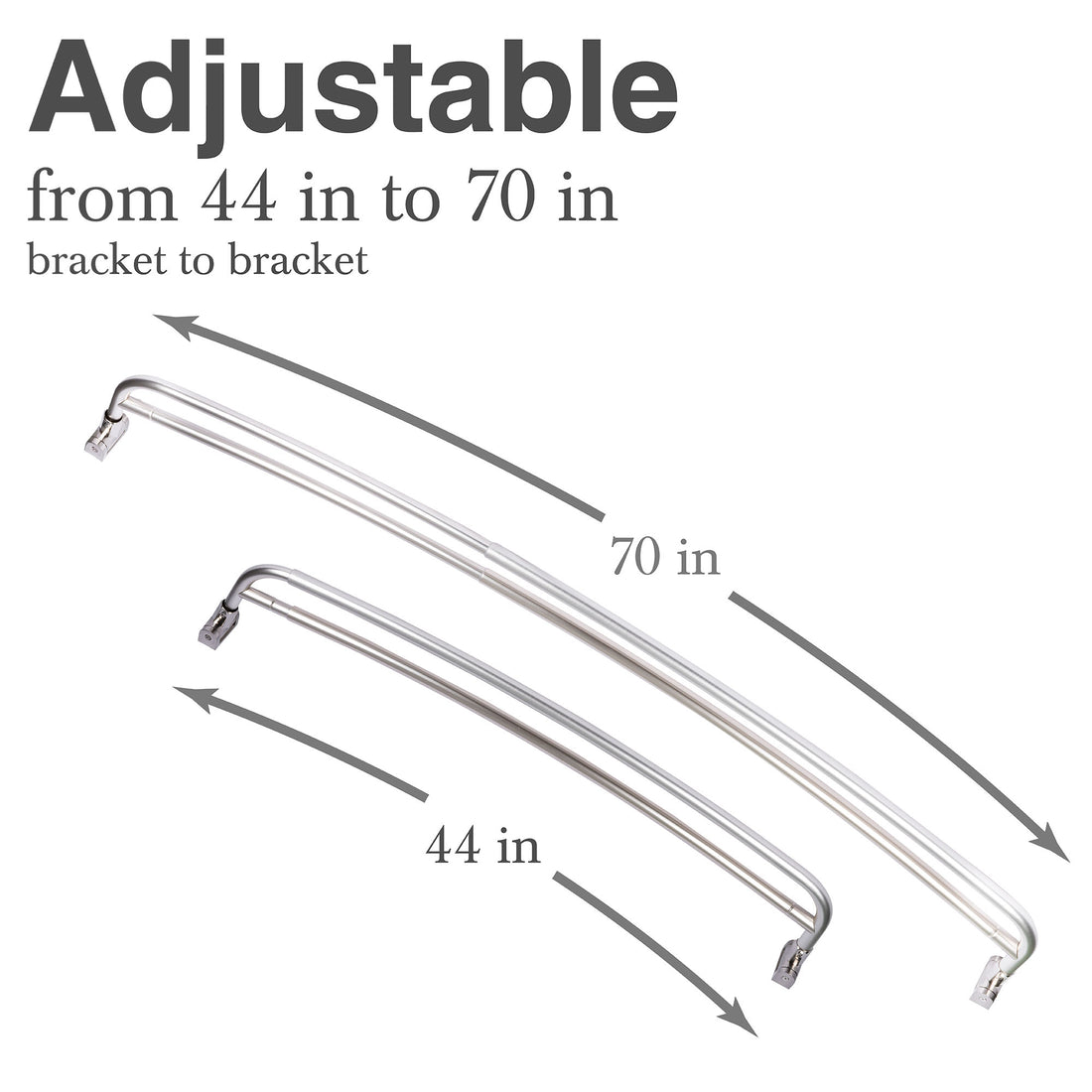 44 in. to 70 in. Double Curved Shower Rod (Brushed Nickel Finish) - Utility sinks vanites Tehila