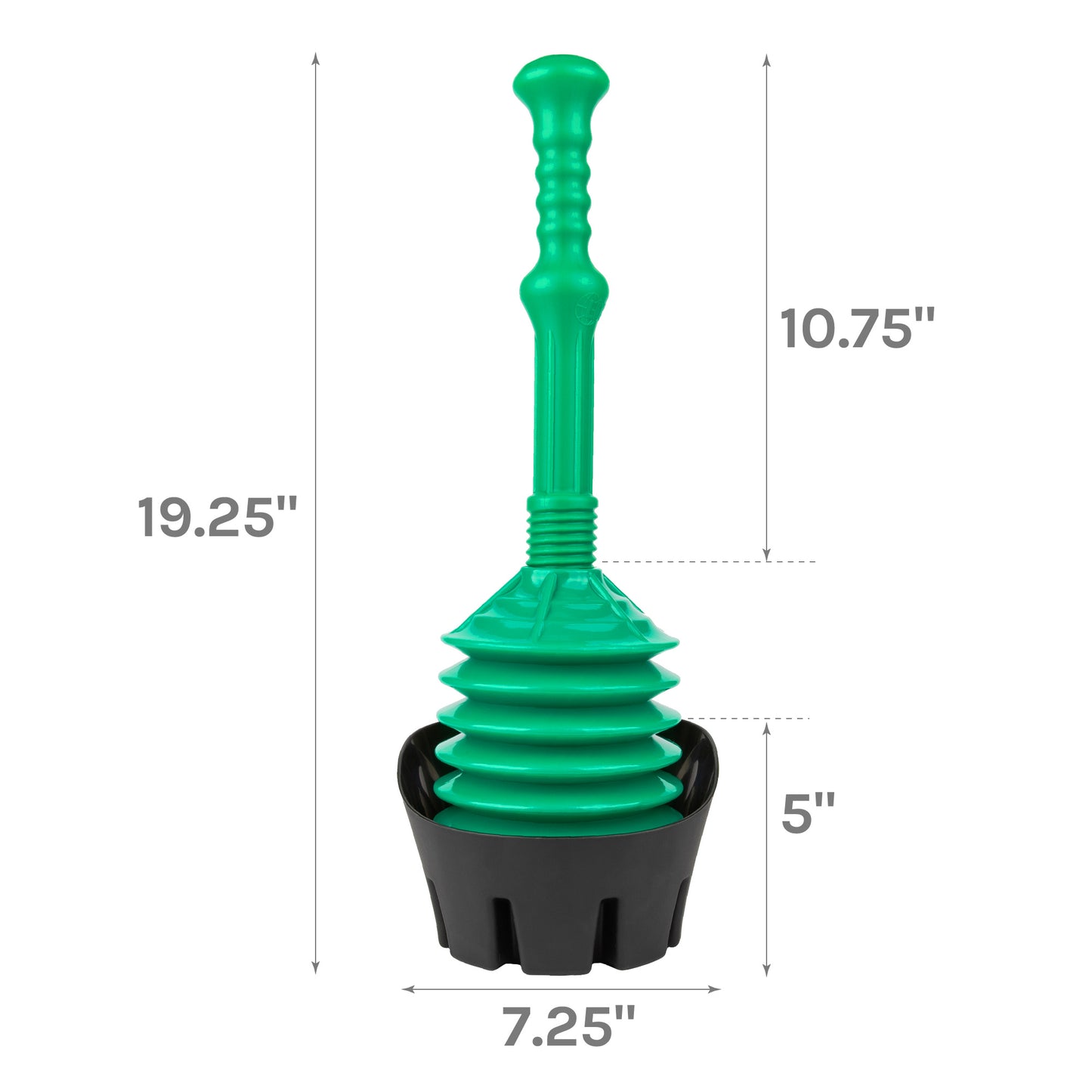 Antimicrobial Bellows Accordion Toilet Plunger with Black Storage Tray (Green) - Utility sinks vanites Tehila
