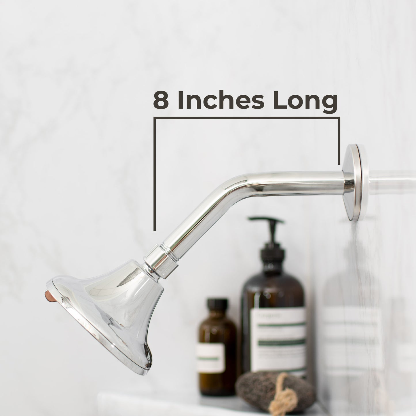 8 in. Stainless Steel Shower Head Extension Arm with Flange (Chrome Finish) - Utility sinks vanites Tehila