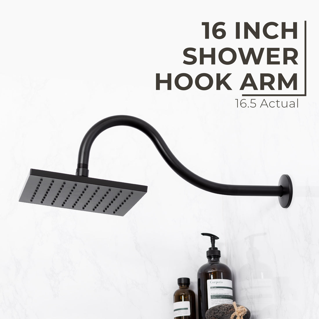 16 in. High-Arc Shower Head Extension Arm (Black Finish) - Utility sinks vanites Tehila
