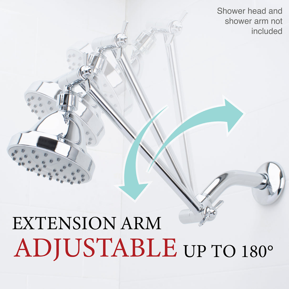 10 in. Solid Brass Shower Head Extension Arm with Flange (Chrome Finish) - Utility sinks vanites Tehila