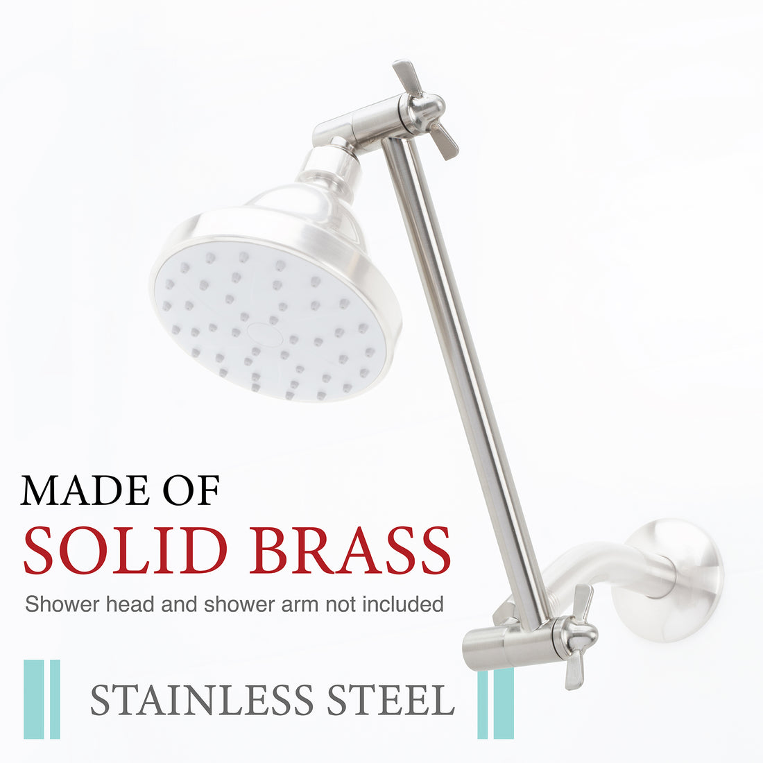 10 in. Solid Brass Shower Head Extension Arm with Flange (Stainless Steel Finish) - Utility sinks vanites Tehila