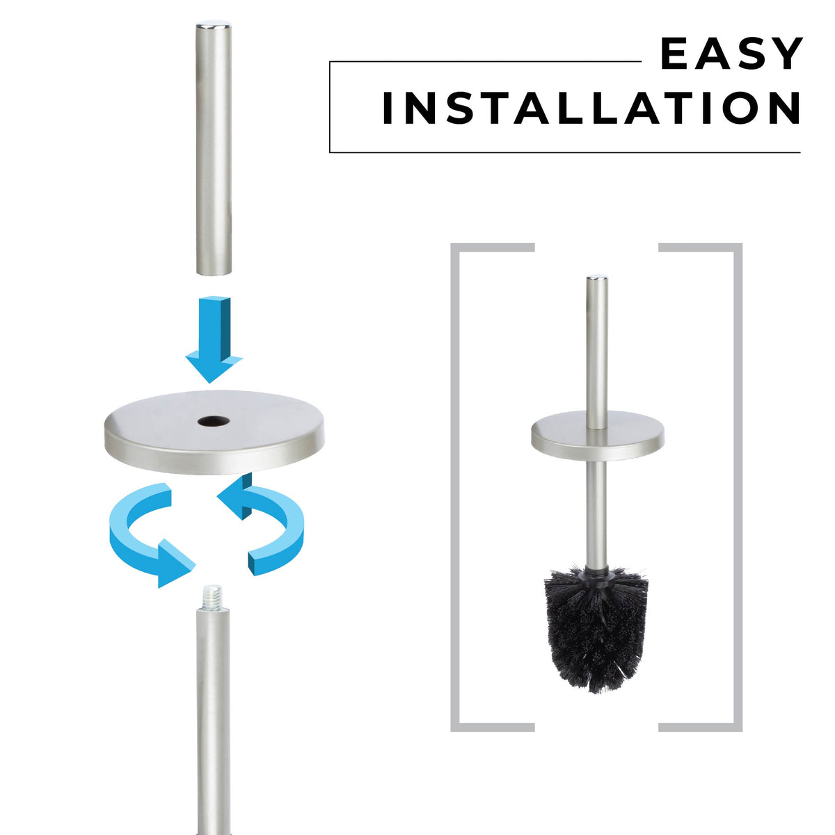 Toilet Brush and Holder (Brushed Nickel Finish) - Utility sinks vanites Tehila