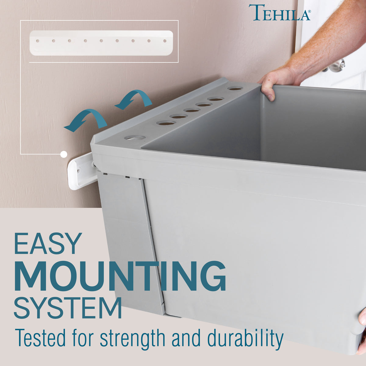 Tehila Standard Wall-Mounted Grey Utility Sink, No Supply Lines - Utility-Sink.com