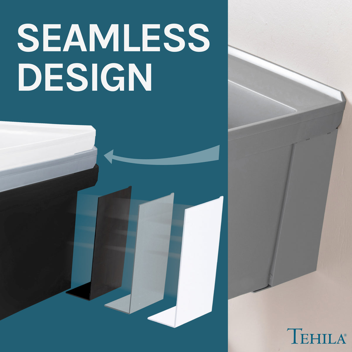 Tehila Standard Wall-Mounted Grey Utility Sink, No Supply Lines - Utility-Sink.com