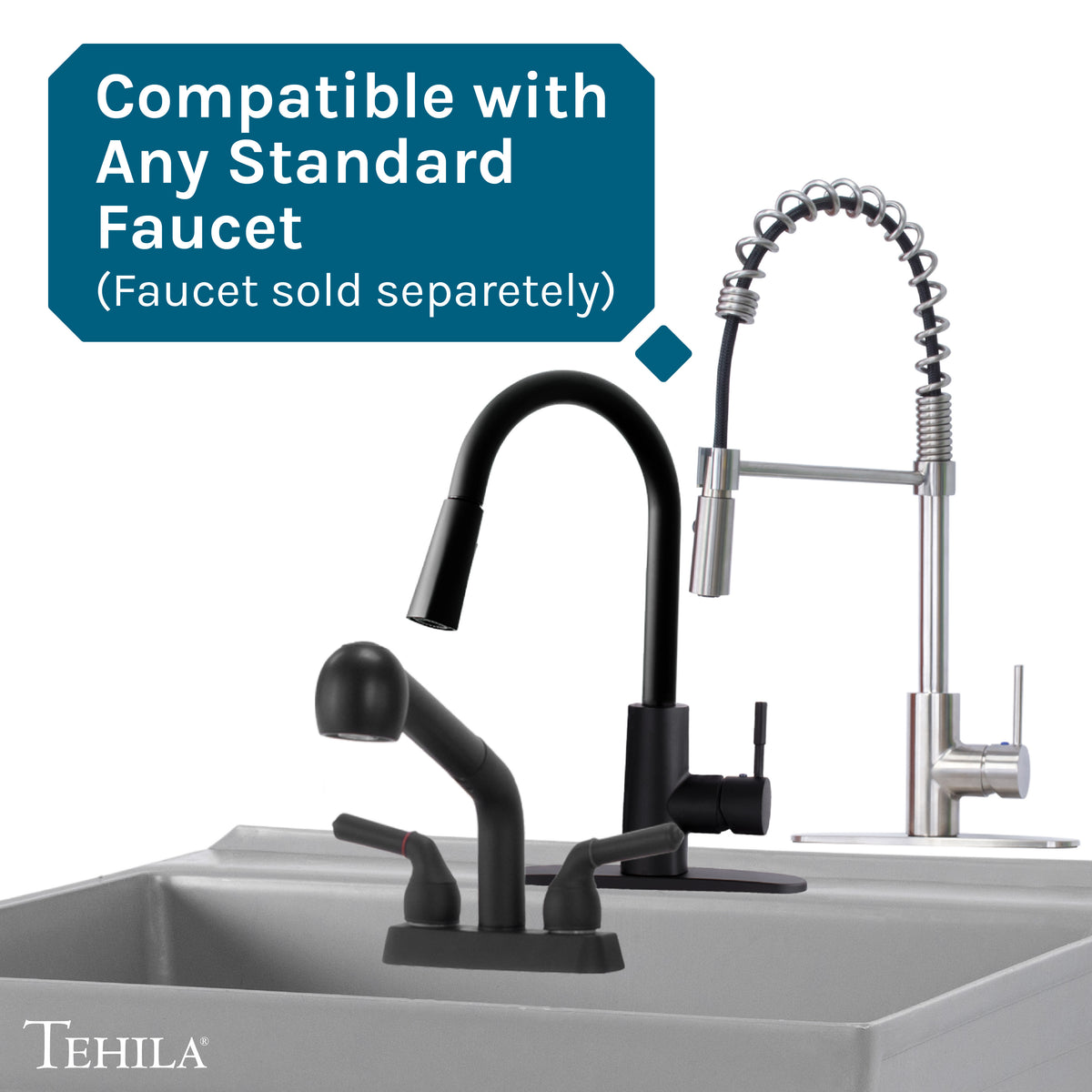 Tehila Standard Wall-Mounted Grey Utility Sink, No Supply Lines - Utility-Sink.com