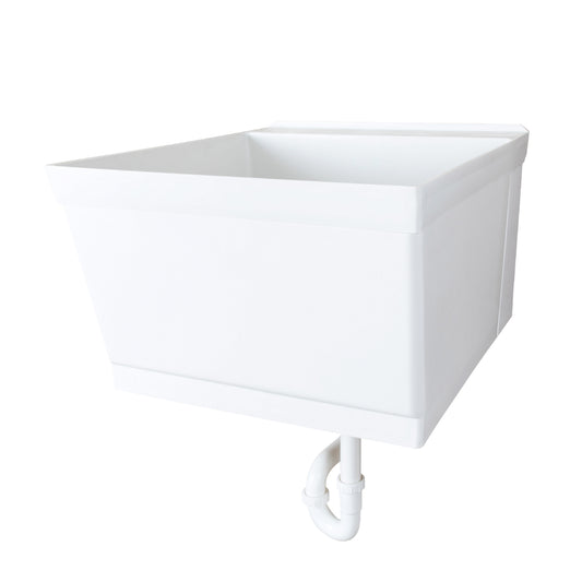 Fregadero de pared Tehila Standard, color blanco, incluye líneas de suministro de agua.