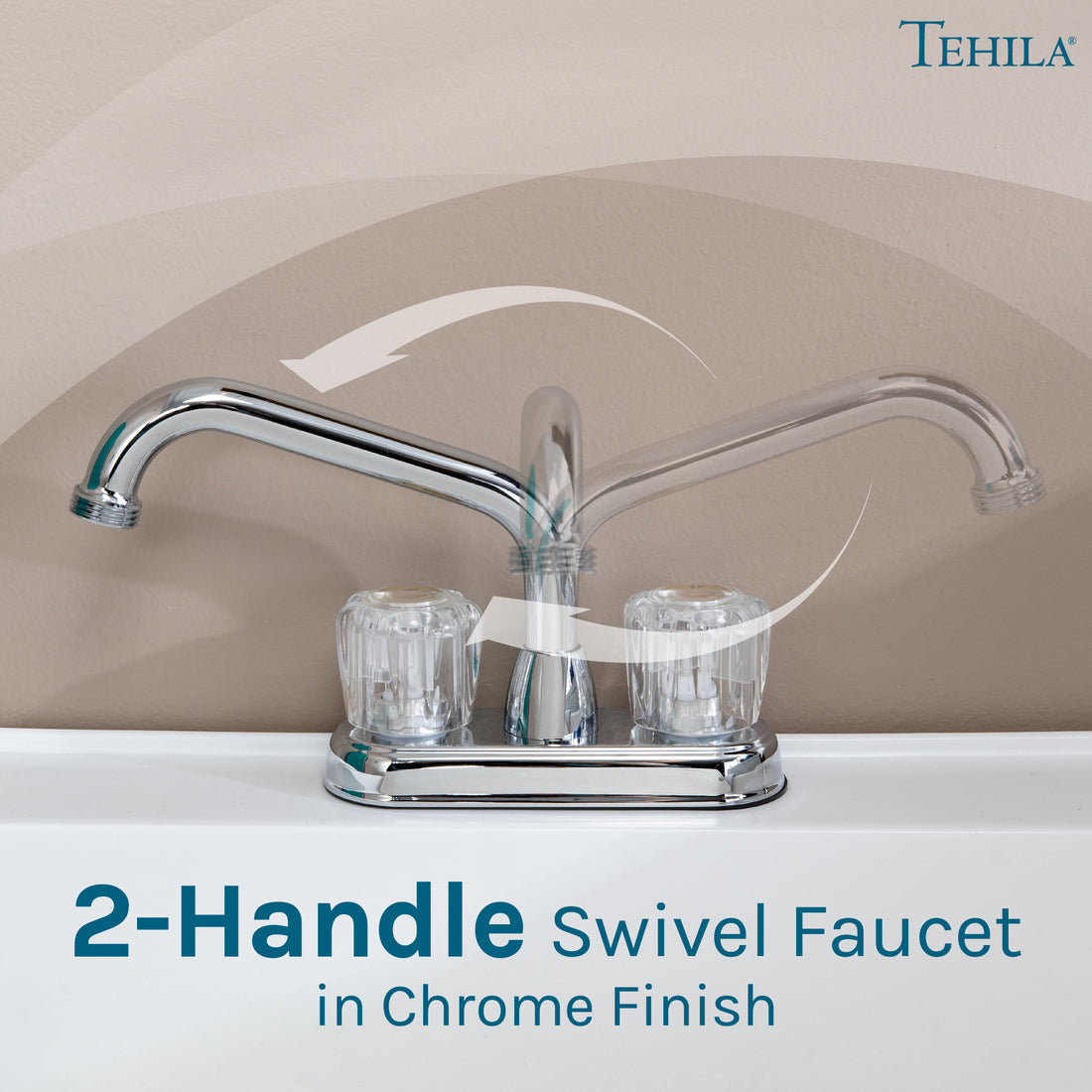 Tehila Standard Freestanding White Utility Sink with Chrome Finish Double Knob Utility Faucet - Utility-Sink.com