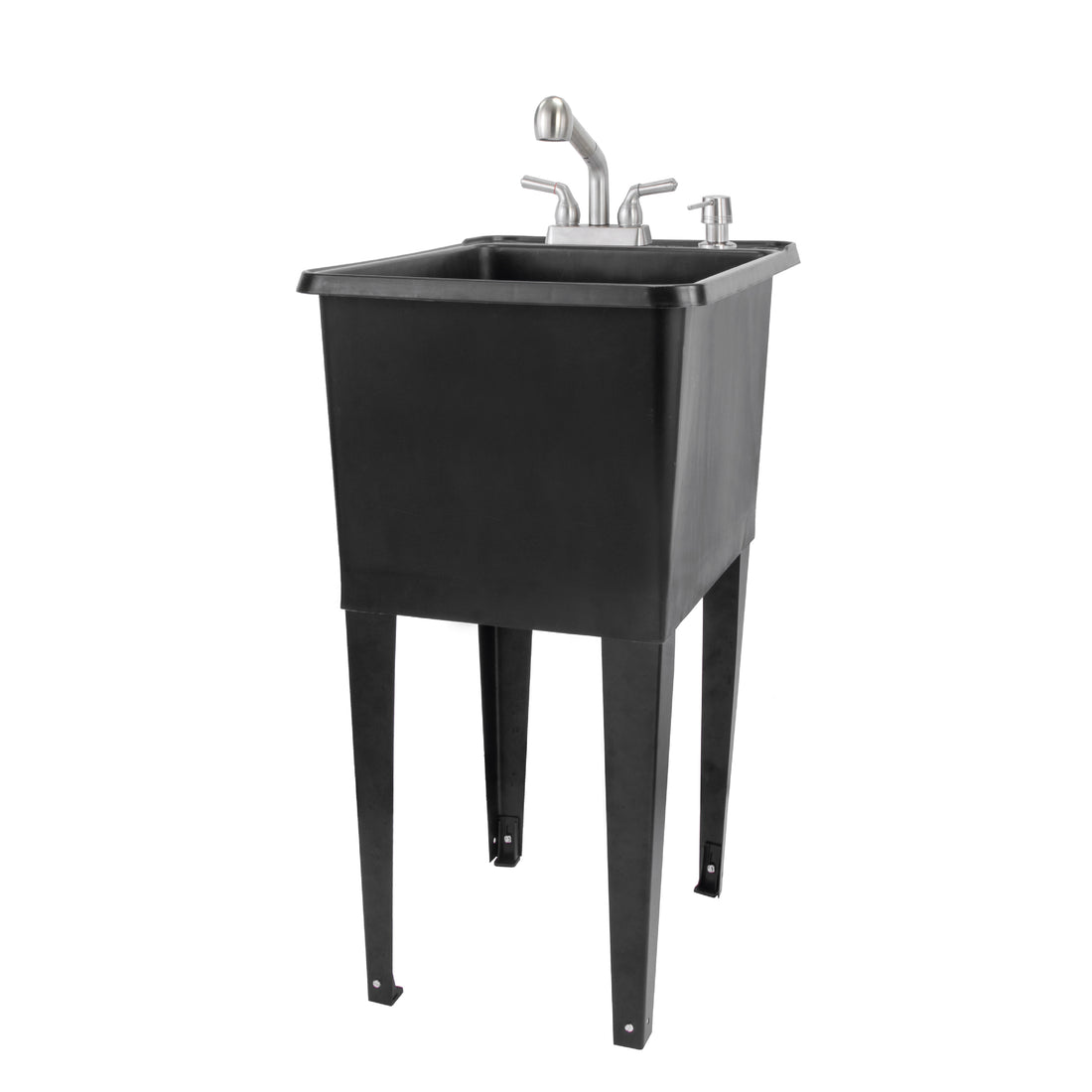 Tehila Space Saver Freestanding Black Utility Sink with Stainless Steel Finish Pull-Out Faucet - Utility-Sink.com
