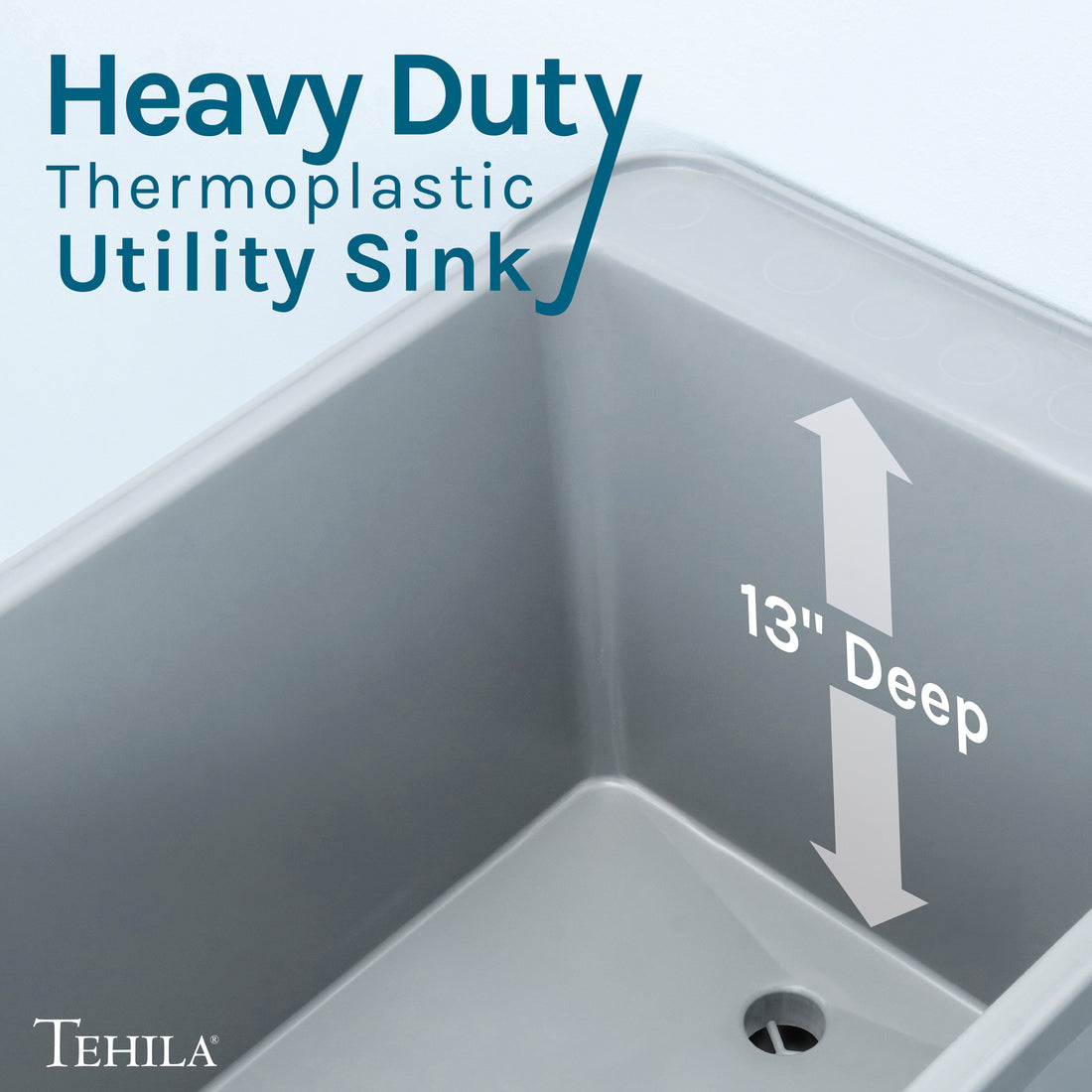 Tehila Space Saver Freestanding Grey Utility Sink with Black Finish Pull-Out Faucet - Utility-Sink.com