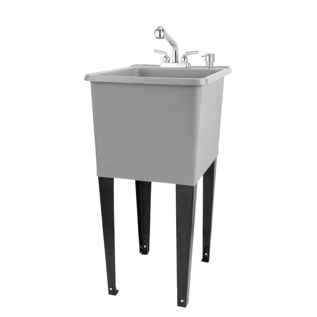 Tehila Space Saver Freestanding Grey Utility Sink with Chrome Finish Pull-Out Faucet - Utility-Sink.com