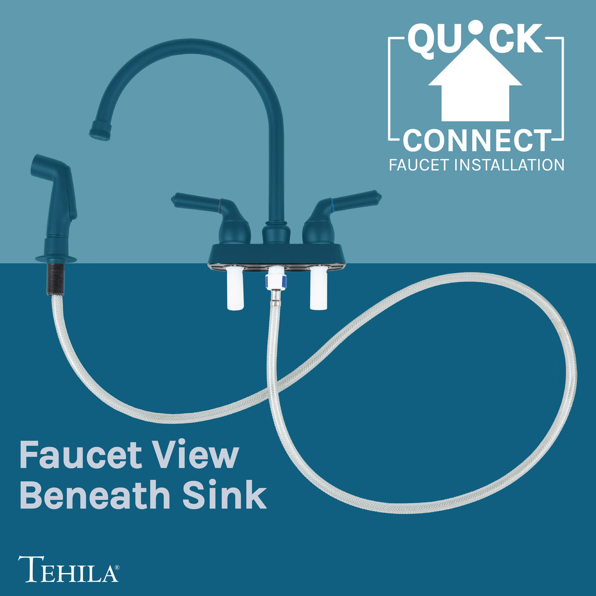 Tehila Space Saver Freestanding Grey Utility Sink with Black Finish Gooseneck Faucet and Side Sprayer - Utility-Sink.com