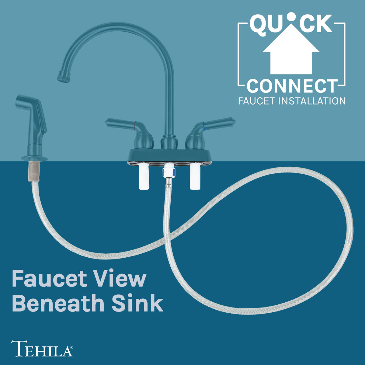 Tehila Space Saver Freestanding Grey Utility Sink with Stainless Steel Finish Gooseneck Faucet and Side Sprayer - Utility-Sink.com