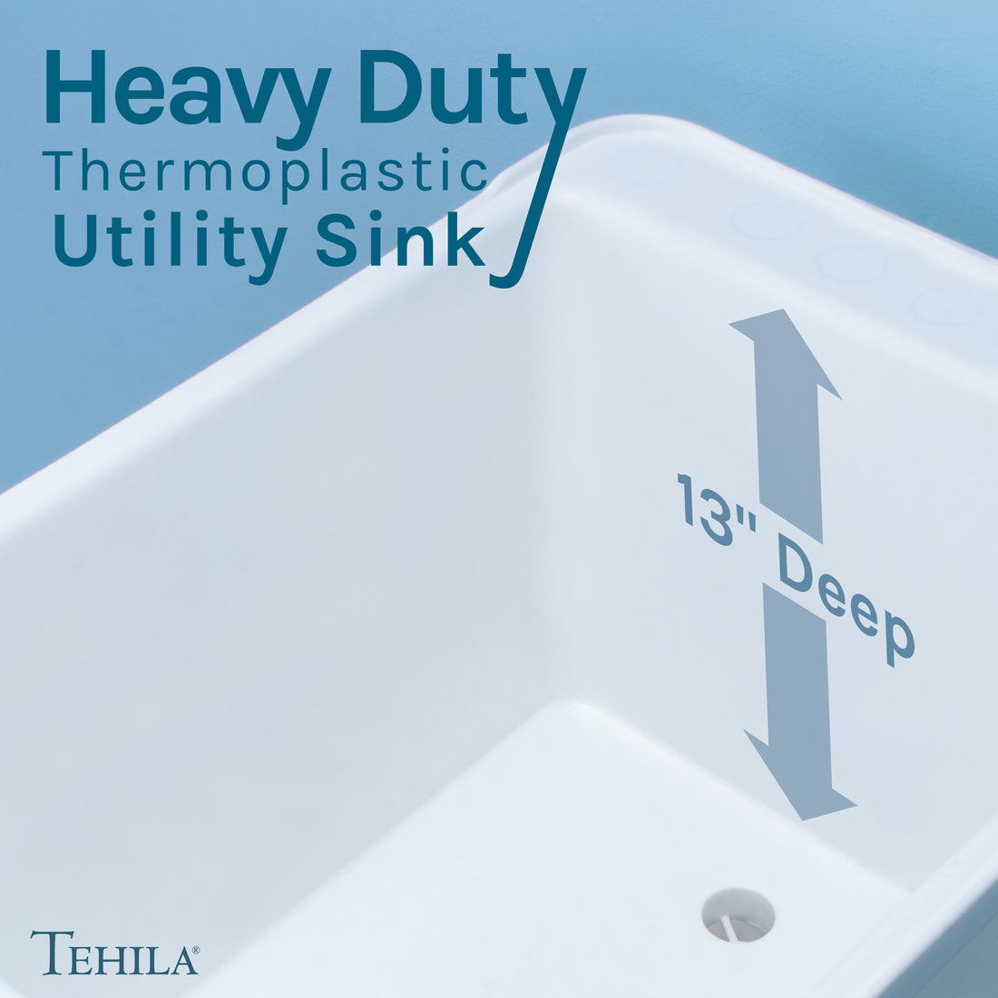 Tehila Space Saver Freestanding White Utility Sink with Chrome Finish Gooseneck Faucet and Side Sprayer - Utility-Sink.com
