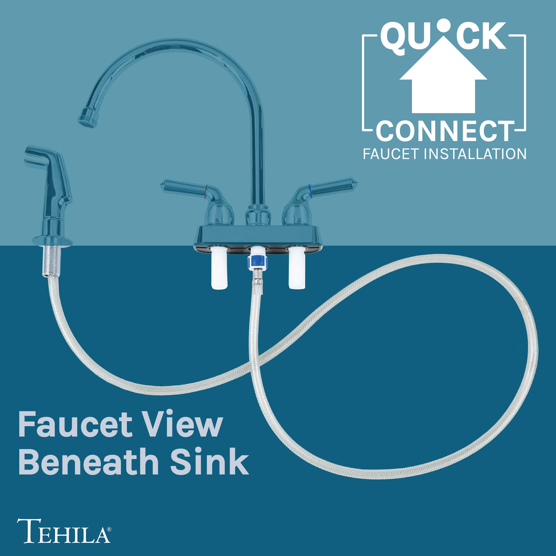 Tehila Space Saver Freestanding White Utility Sink with Chrome Finish Gooseneck Faucet and Side Sprayer - Utility-Sink.com